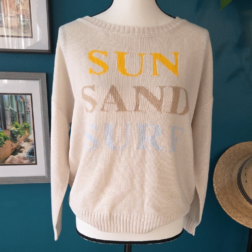 Saltwater LUXE Cream and Yellow Crew Neck Sweater